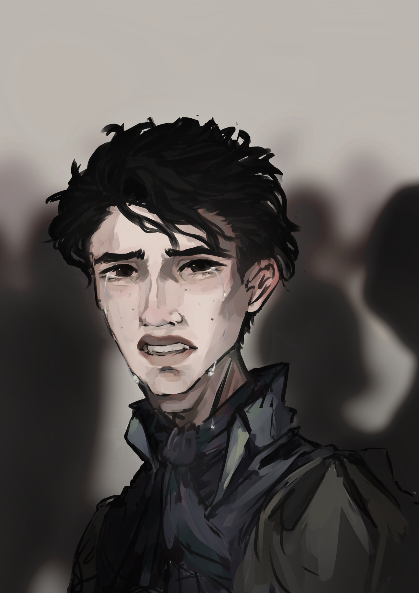 Portrait artistique d'un jeune homme triste.